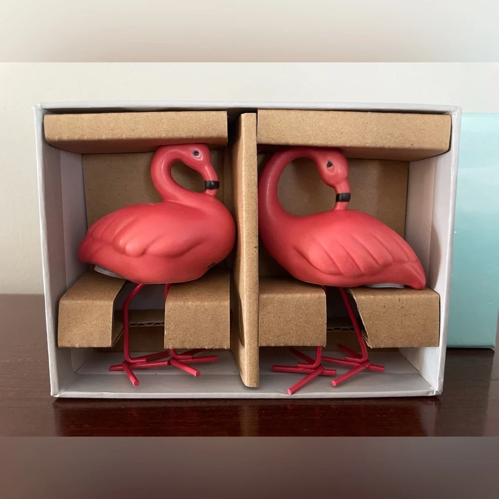 West Elm Fancy Flamingo Salt and Pepper Shakers - Pink